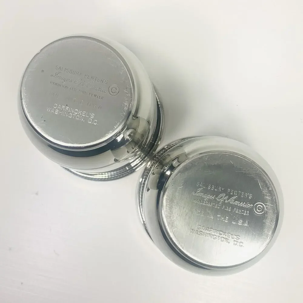 Salisbury Images of America 8 oz Pewter Cup Set of 2 Lincoln Memorial Beaded GUC